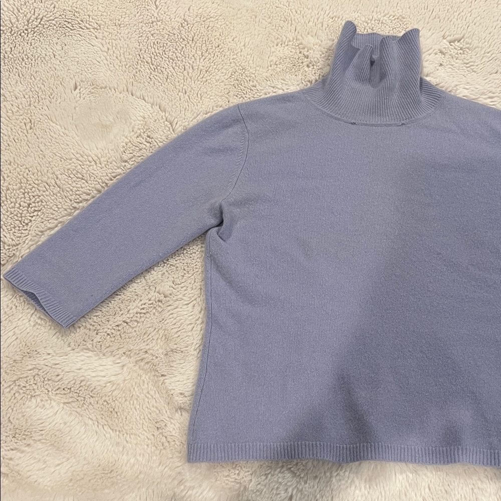 J. Crew 100% Cashmere lavender Turtleneck 3/4 sleeve Sweater